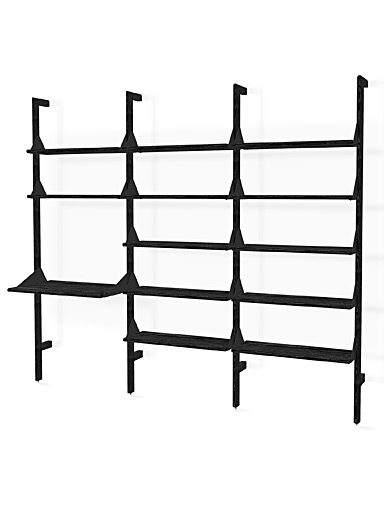 Wood and metal triple shelf with desktop