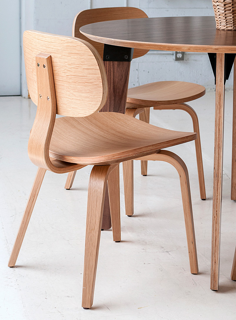 Gus Light Brown Oak wood minimalist chairs Set of 2