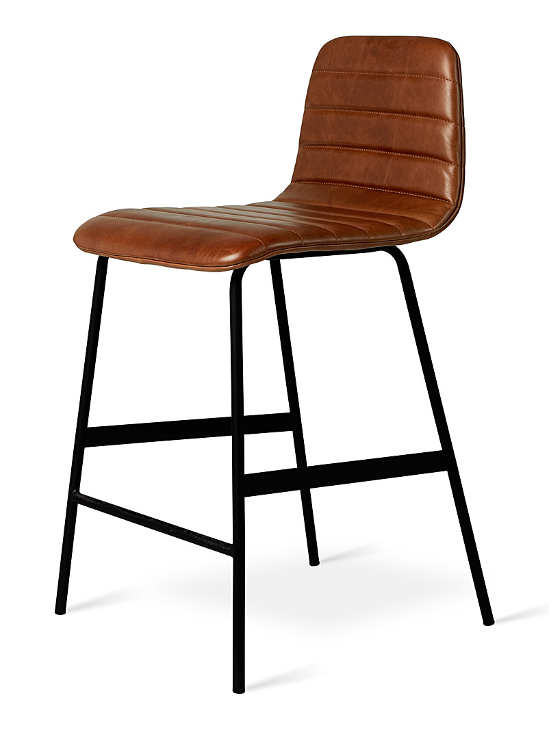 Gus Brown Modern quilted leather bar stool