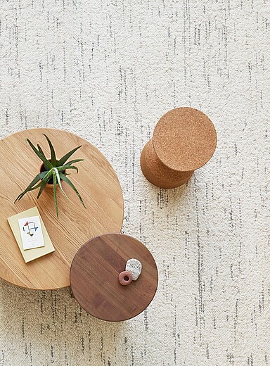 Gus* Off White Strata grey striations pure wool rug 152 x 245 cm
