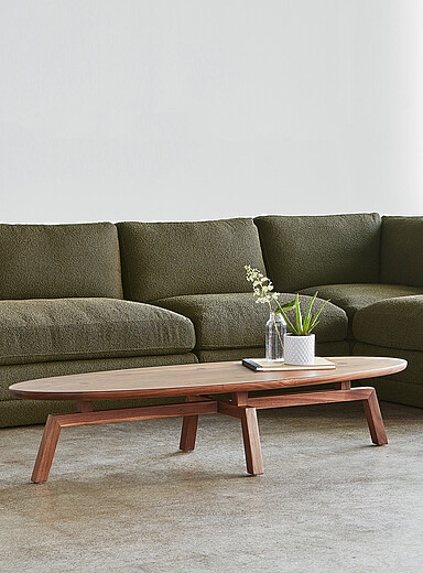 Large oval wooden coffee table