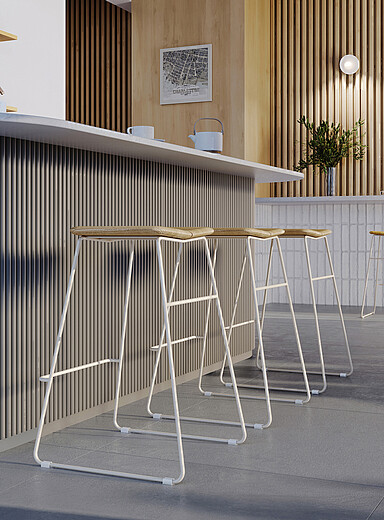 Modern ash wood and metal counter stool | Gus* | | Simons