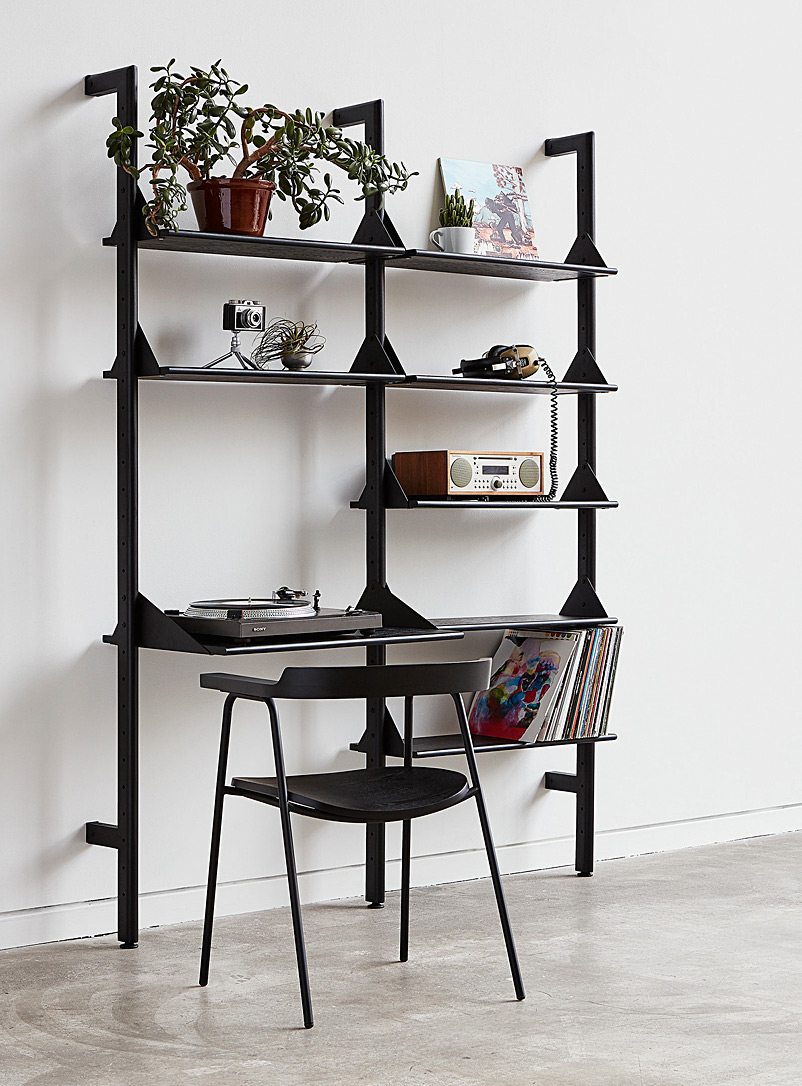Wood and metal double shelf with desktop product image (primary)