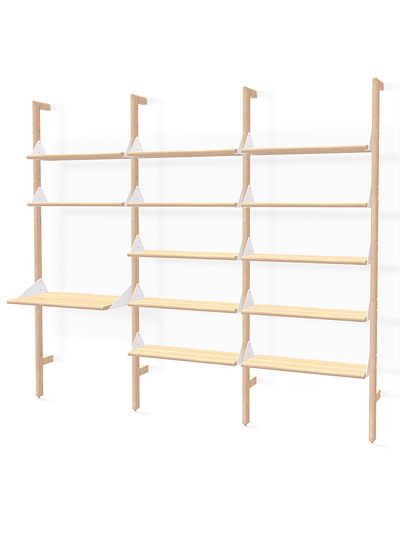 Wood and metal triple shelf with desktop product image 2