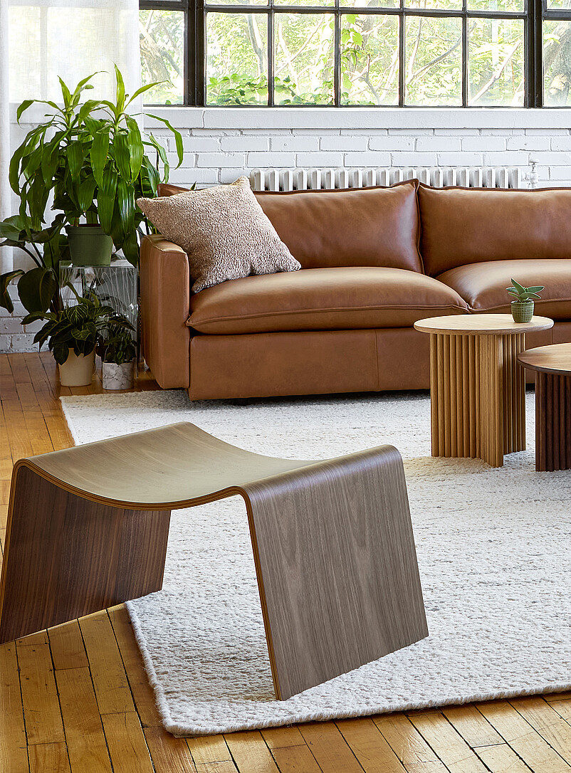 Natural wood wavy stool product image (primary)