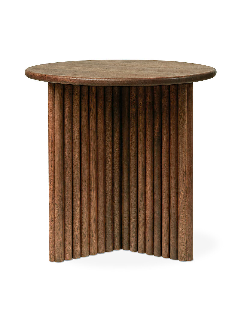Round walnut grooved side table product image 2