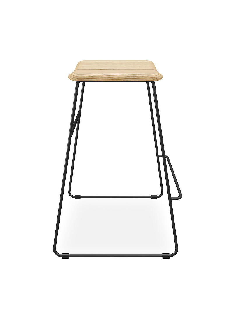 Modern ash wood and metal counter stool product image 2