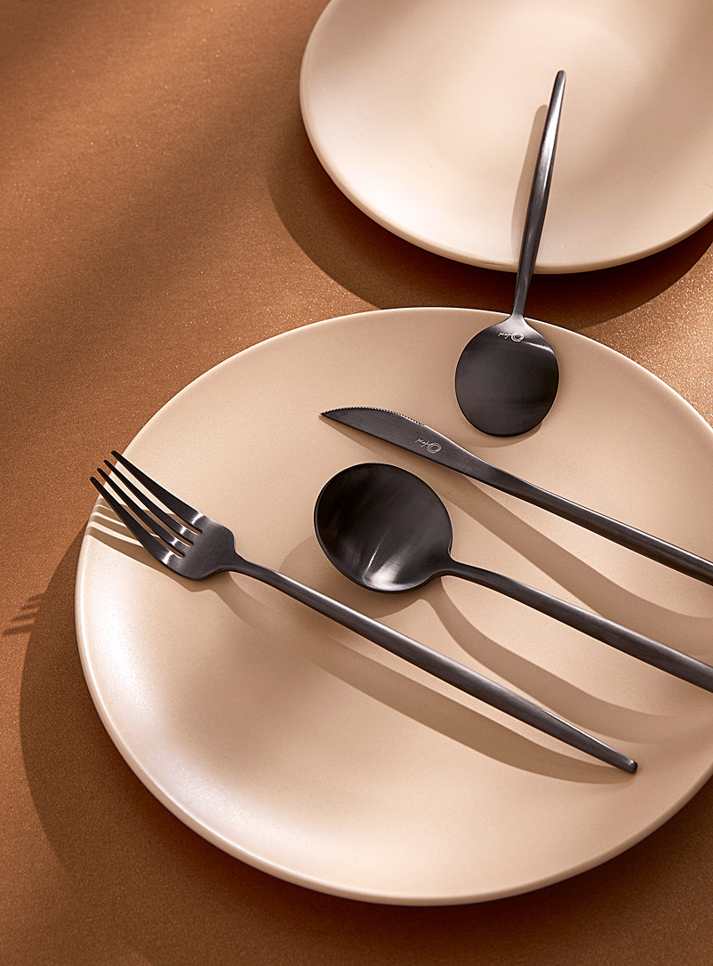 Simons Maison Silver black Minimalist utensils 16-piece set