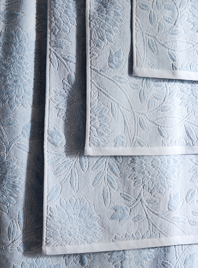 Simons Maison Off White Flowers velvet organic cotton jacquard towels
