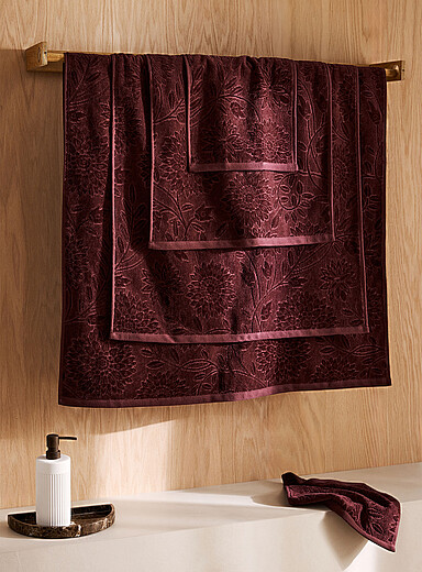 Flowers velvet organic cotton jacquard towels