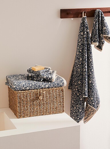 Floral tapestry organic cotton reversible towels
