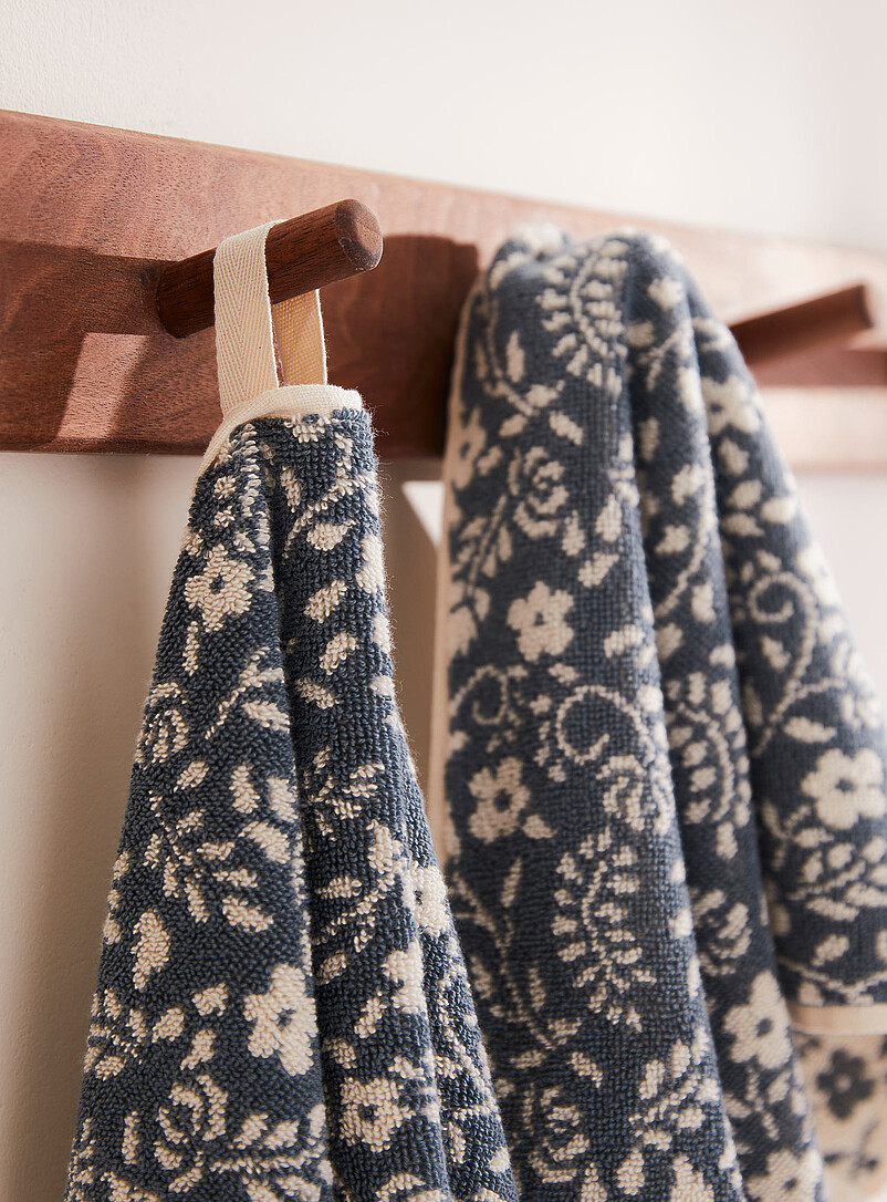 Simons Maison Patterned blue Floral tapestry organic cotton reversible towels