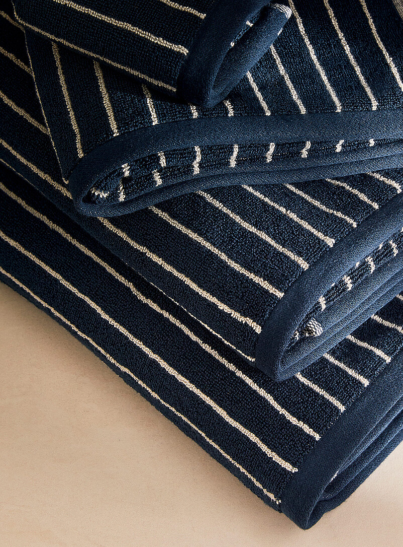 Simons Maison Patterned blue  Pinstriped organic cotton towels
