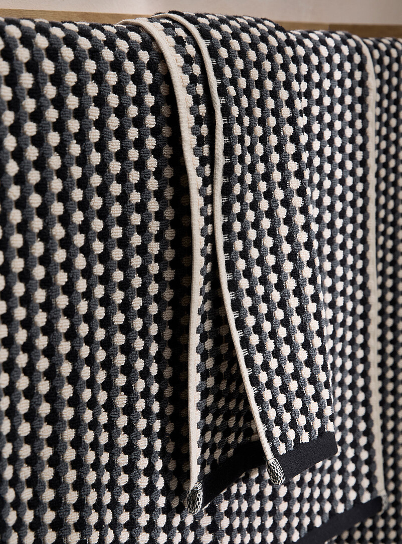 Simons Maison: Les serviettes texture popcorn coton bio Vert &agrave; motifs