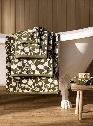 Stylized flowers organic cotton reversible towels