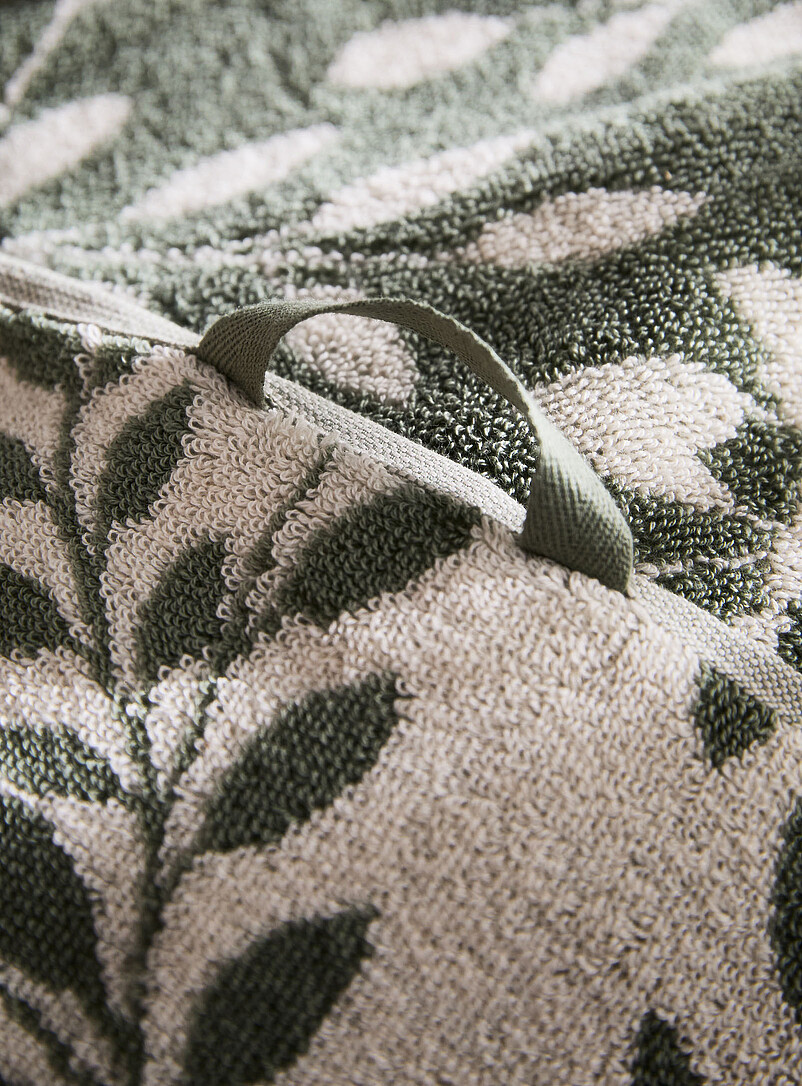 Simons Maison Taupe Contrasting leaves organic cotton reversible towels