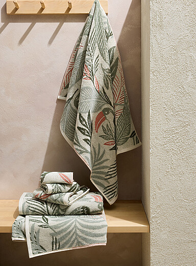 Tropical foliage organic cotton towels