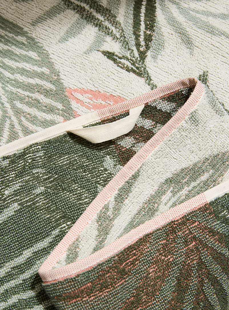 Simons Maison Patterned Ecru Tropical foliage organic cotton towels