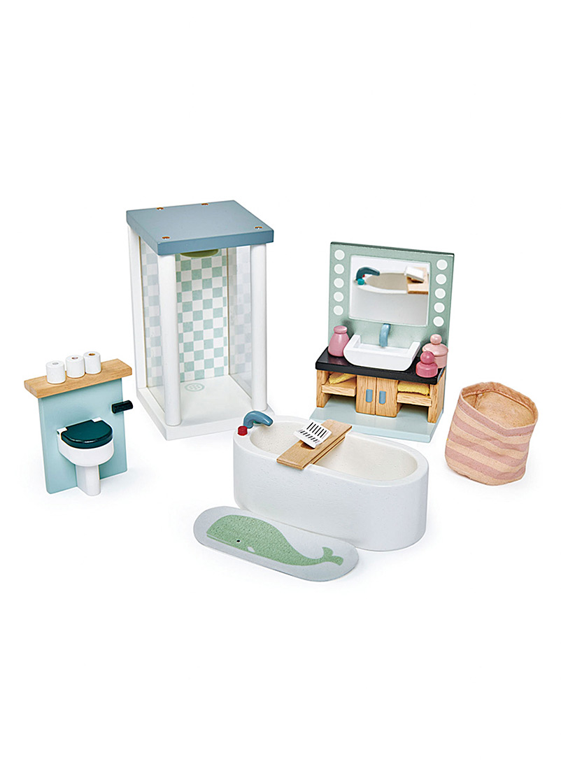 Tender Leaf Toys Assorted Wooden dollhouse bathroom furniture 16-piece set
