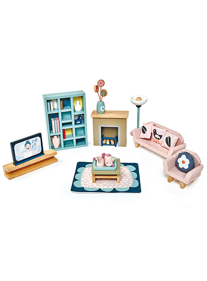 Tender Leaf Toys Assorted Wooden dollhouse living room furniture 33-piece set