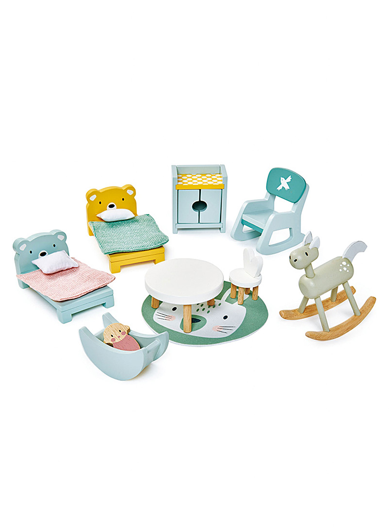Tender Leaf Toys: Le mobilier de chambre pour enfant en bois pour maison de poupée Ensemble de 14 pièces Assorti