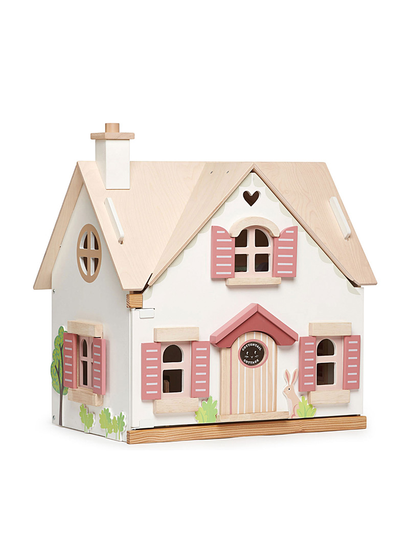 Tender Leaf Toys Ivory White Pink wooden dollhouse 25-piece set