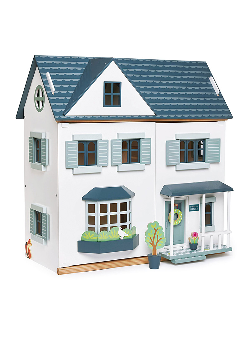 Tender Leaf Toys: La maison de poupée en bois bleue Blanc