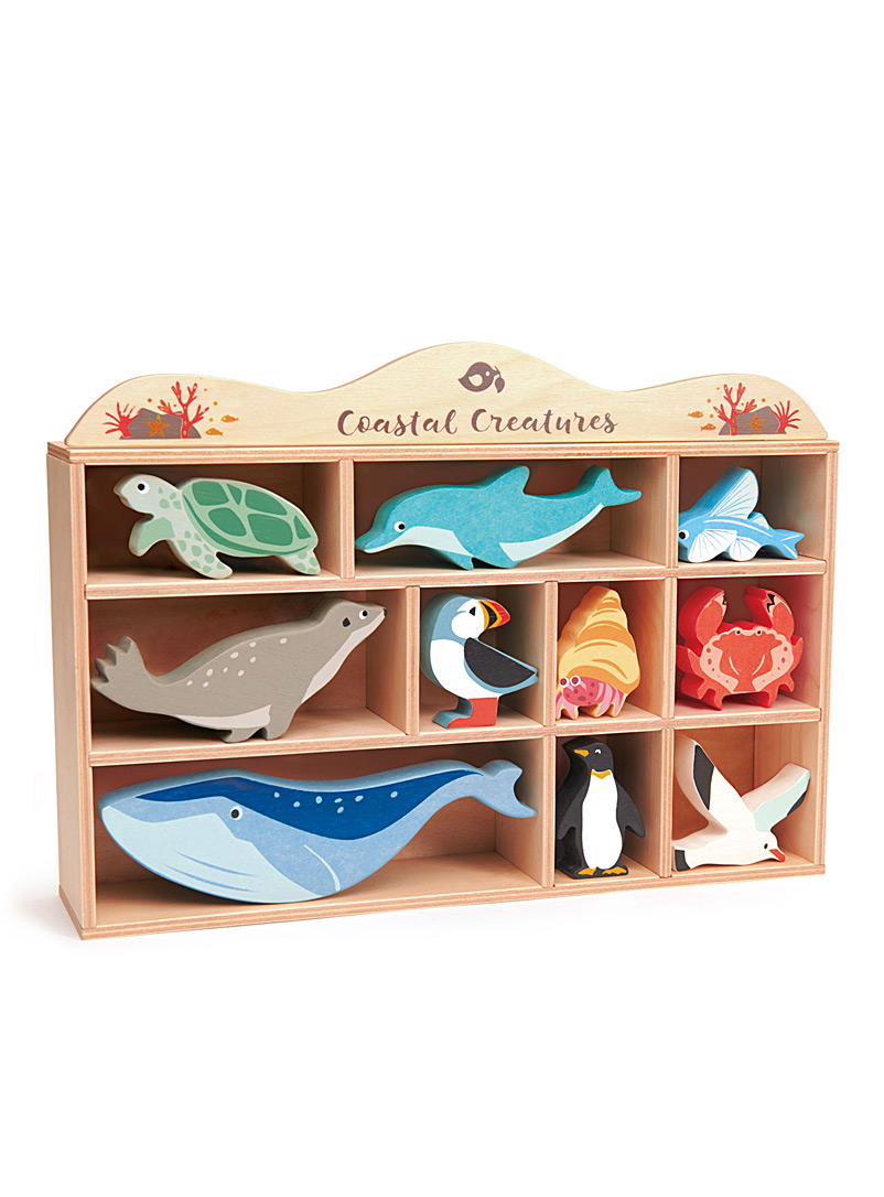 Tender Leaf Toys: Les figurines animaux de la mer en bois Ensemble de 11 Assorti