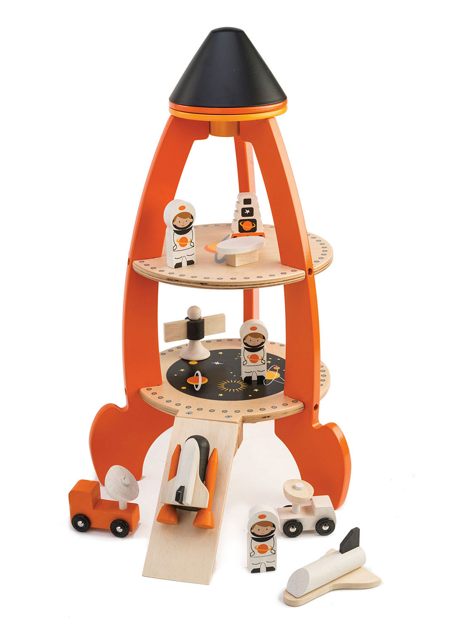 Tender Leaf Toys - Wooden rocket and crew 11-piece set