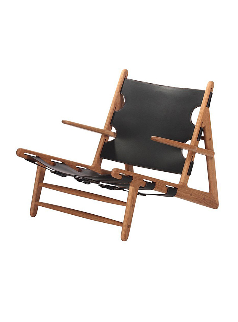 Simons Maison: Le fauteuil incliné cuir et frêne Noir assorti
