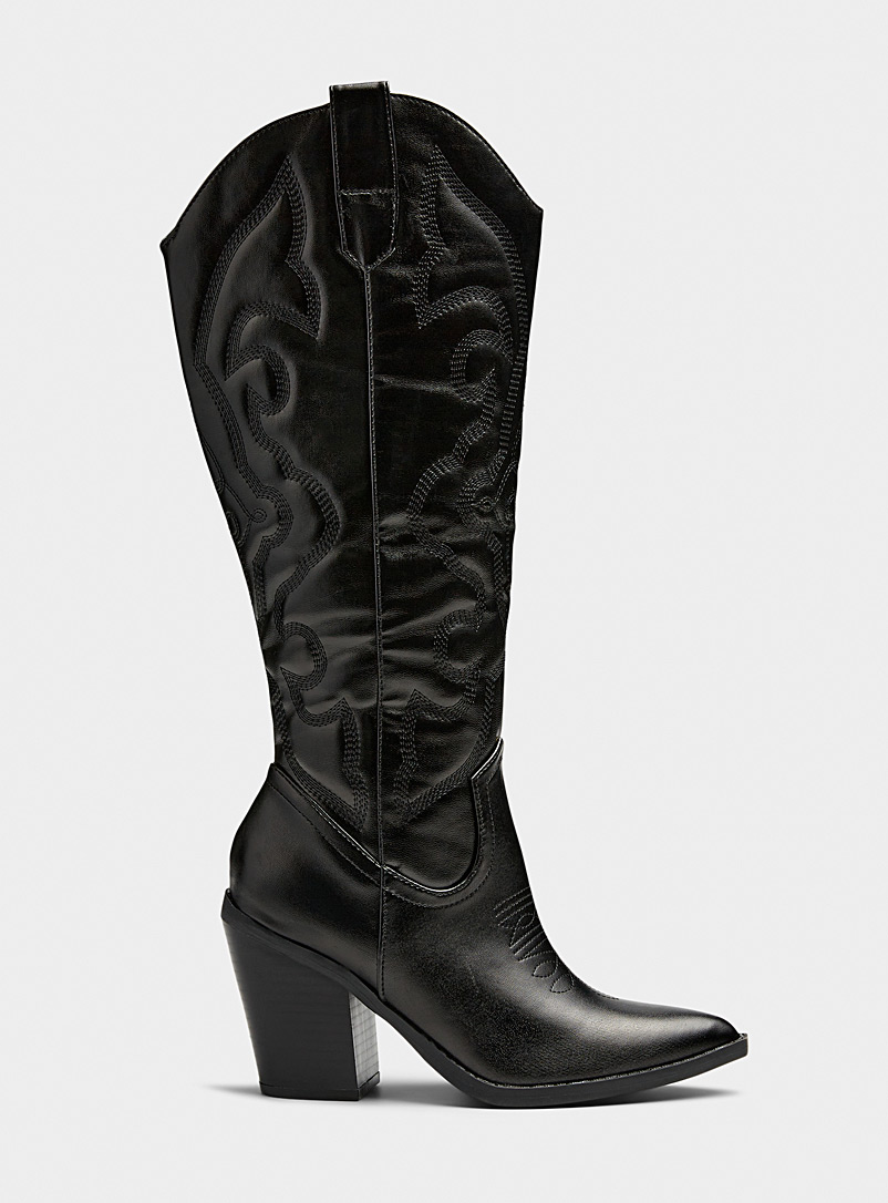 Simons Black Faux-leather western boots Women for women