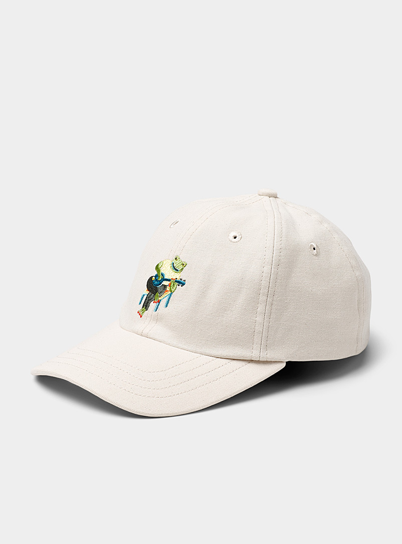 Olow Off White Musician frog embroidery cap for men