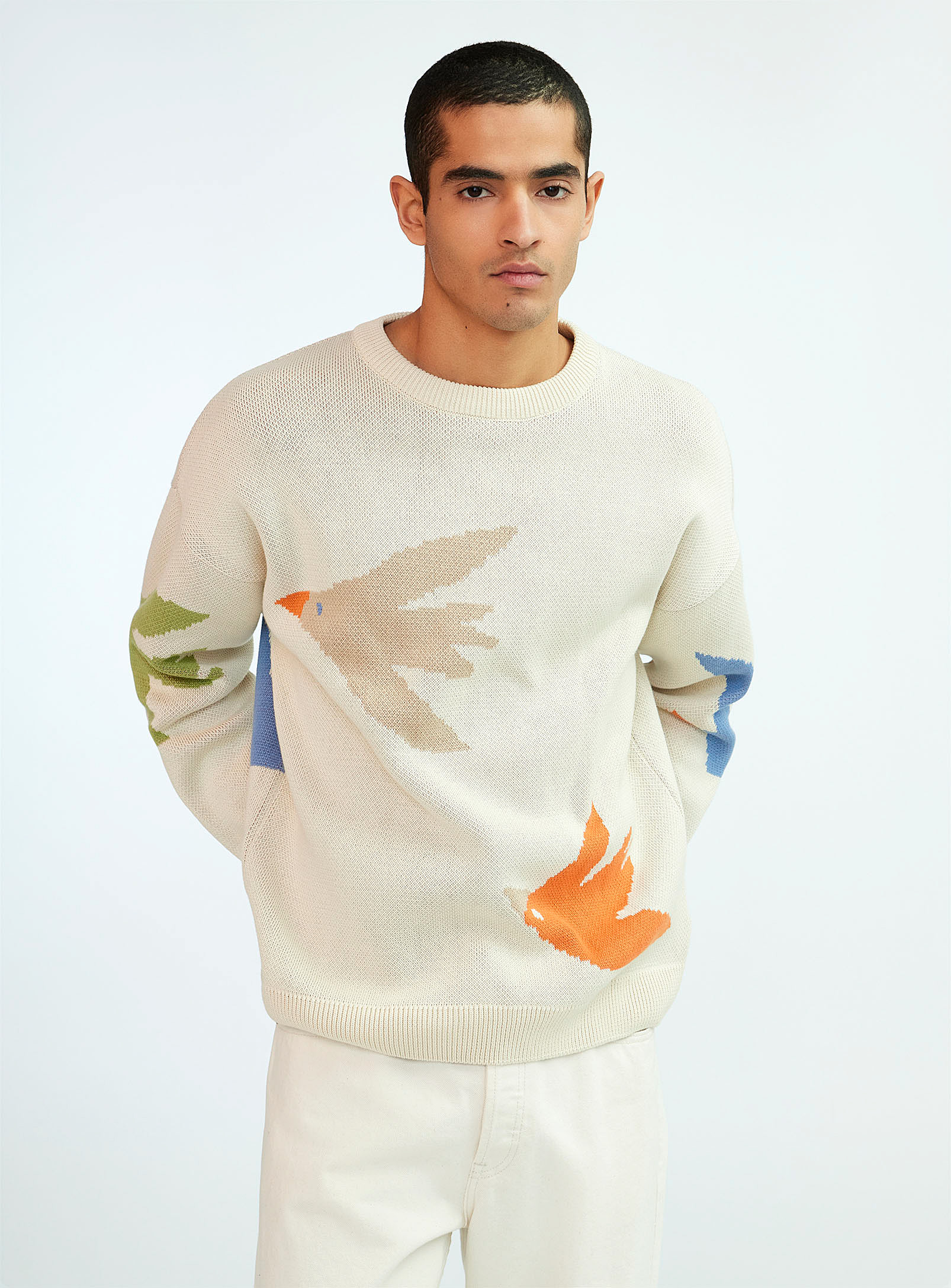 Shop Olow Migration Jacquard Sweater In Off White