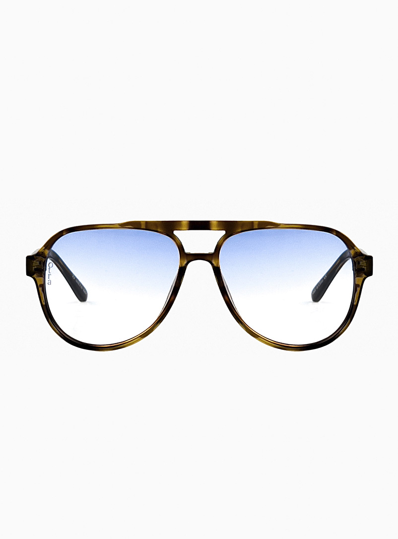 Otra: Les lunettes de soleil aviateur Stevie Tan beige fauve pour homme