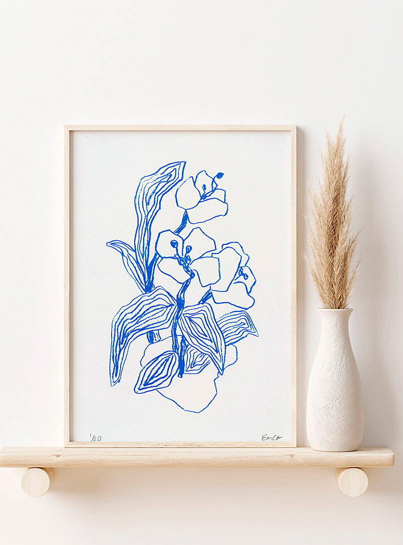 Bonsoir Fleurs: L'affiche tulipes saphir 8,5 x 11 po Bleu