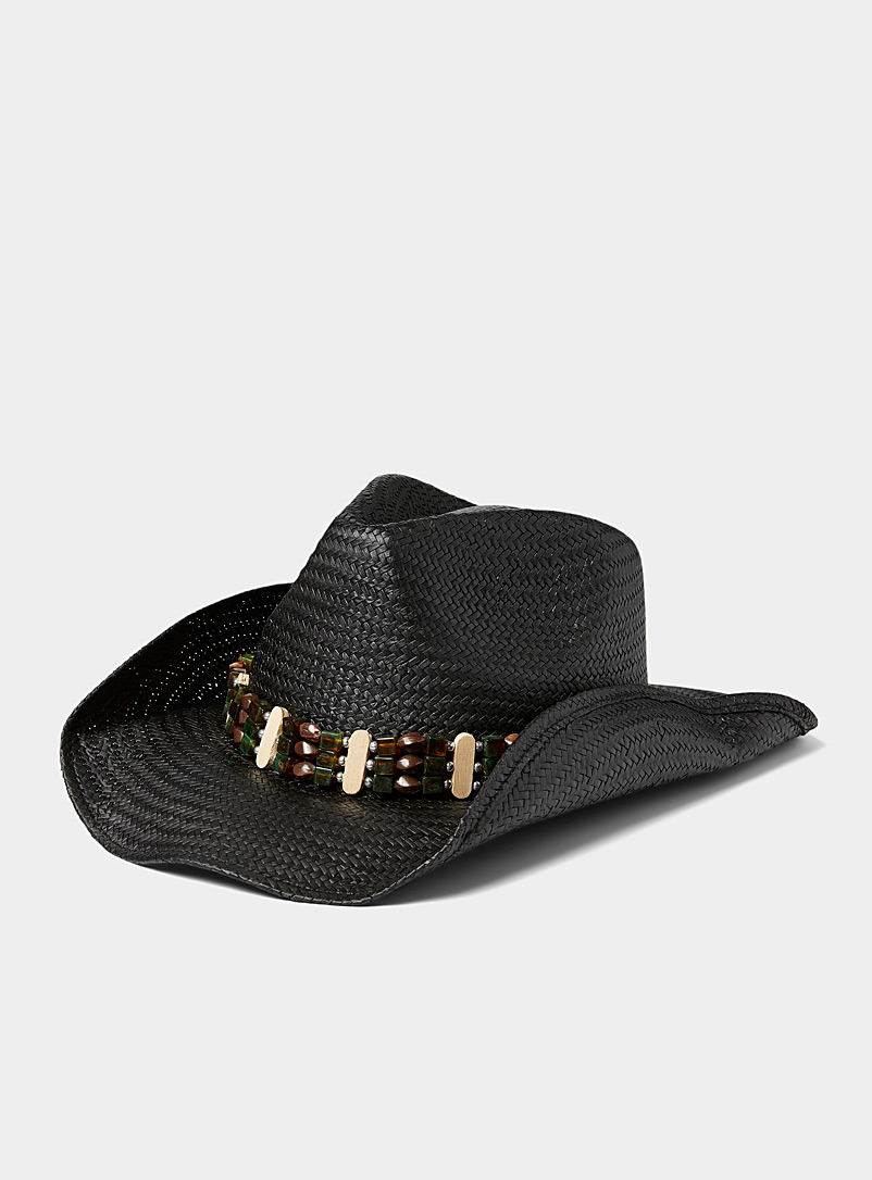 Peter Grimm: Le chapeau cowboy ruban pierres Noir pour homme