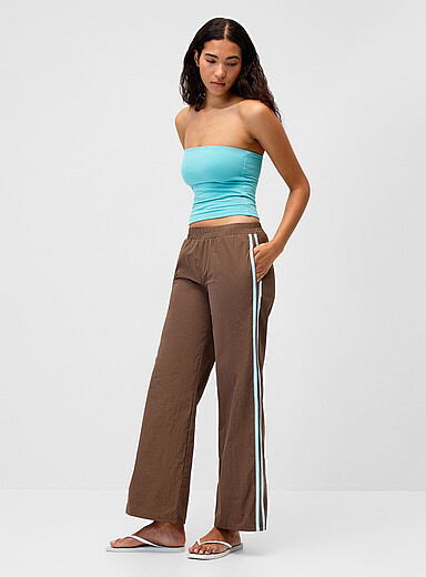Pretty Garbage Chocolate/Espresso Side stripes canvas pant for women