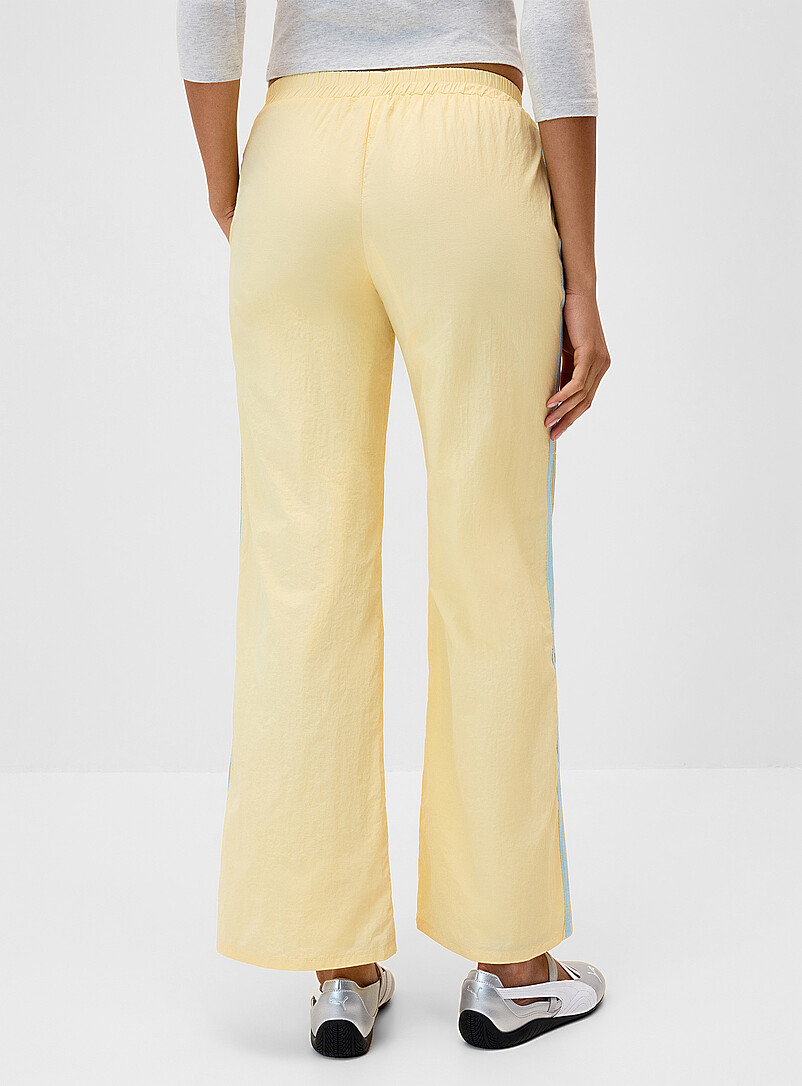 Pretty Garbage: Le pantalon toile rayures lat&eacute;rales Chocolat - Espresso pour femme