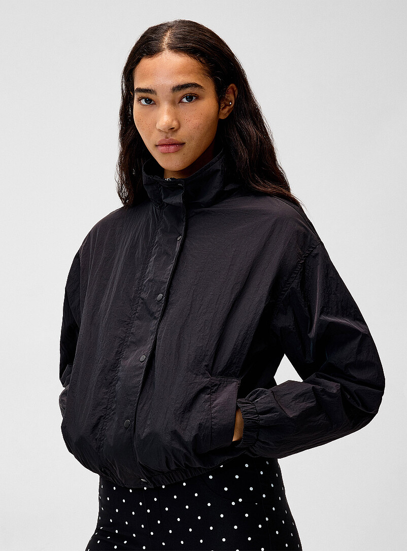 Mock Neck Crisp Canvas Jacket