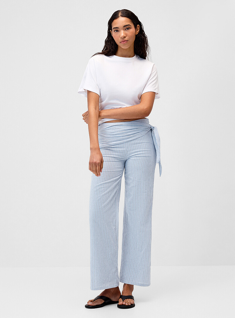 Side Ribbon Pyjama Stripes Pant