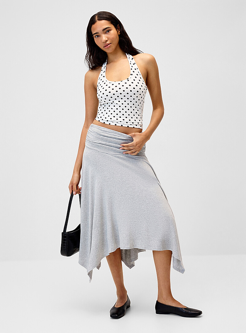 Turnover waist asymmetrical midi skirt product image (primary)