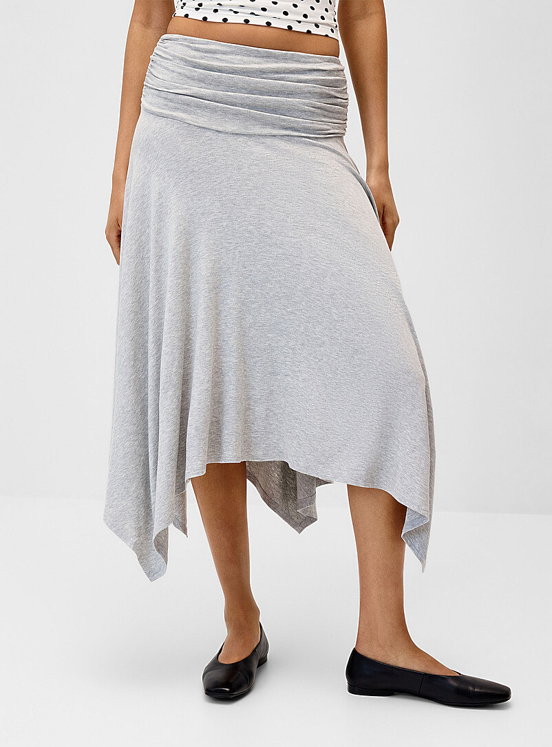 Turnover waist asymmetrical midi skirt product image 2