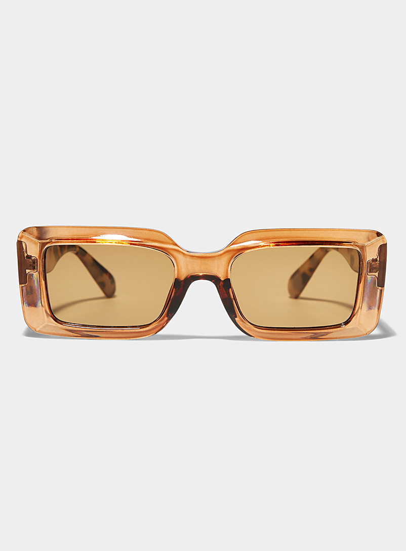 AIRE: Les lunettes de soleil rectangulaires translucides Parrallax Brun foncé pour femme