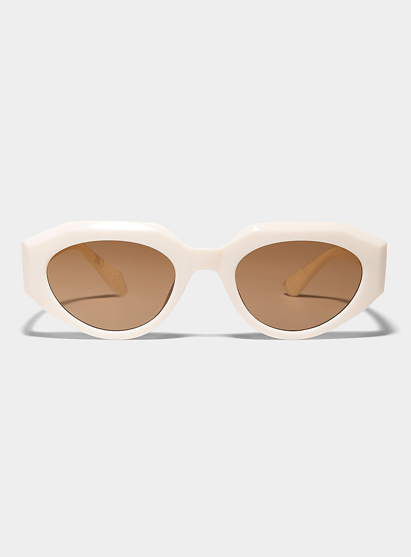 AIRE: Les lunettes de soleil anguleuses Aphelion Ivoire blanc os pour femme