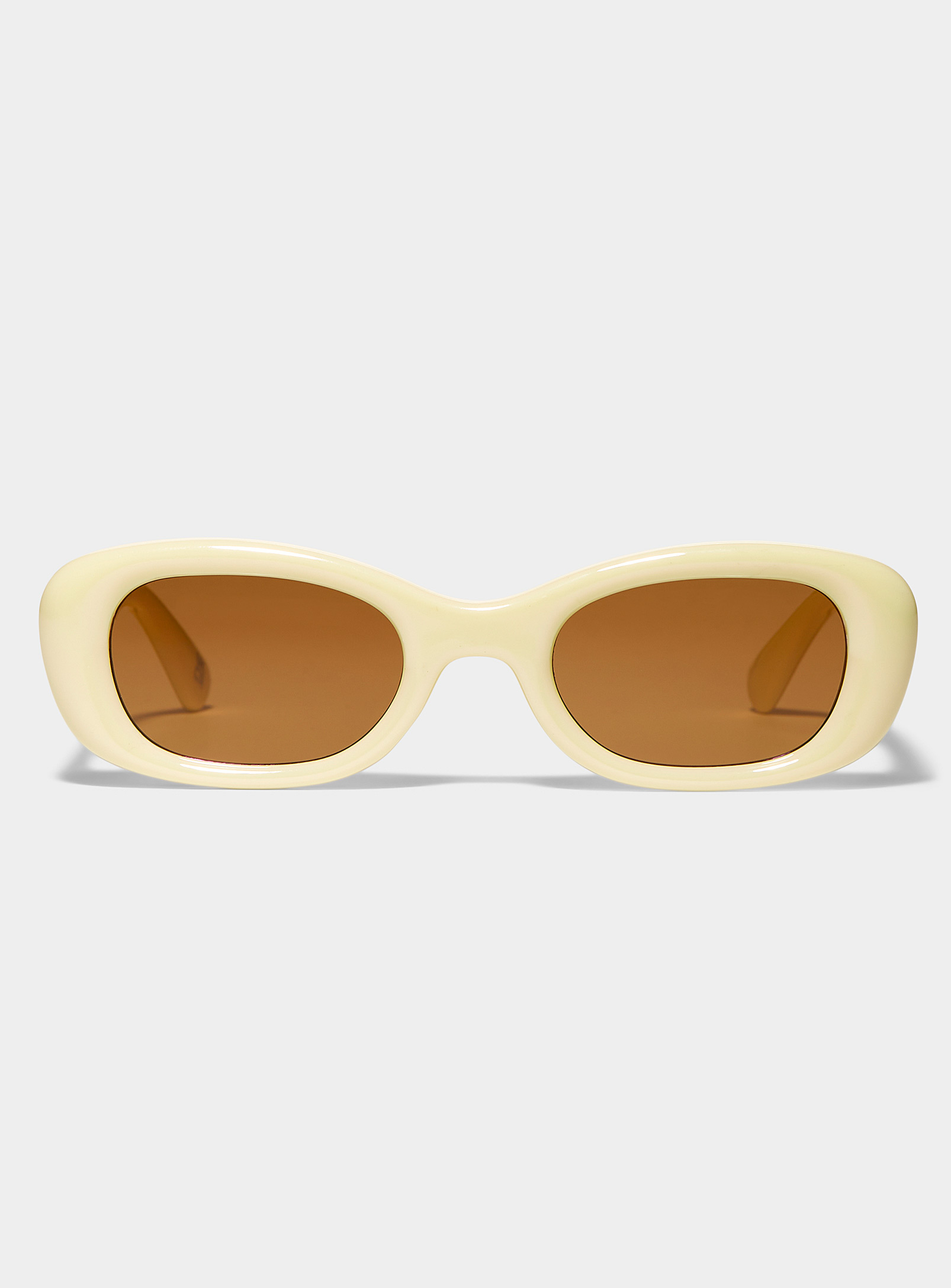 Shop Aire Calisto Oval Sunglasses In Ivory/cream Beige