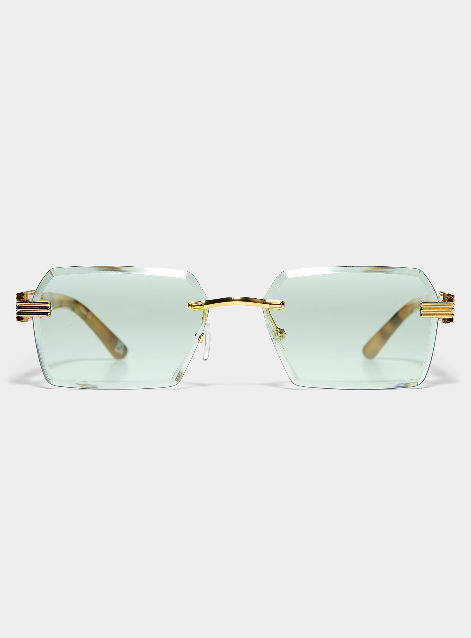 Aire Nebula Maximalist-temple Rimless Sunglasses In Green