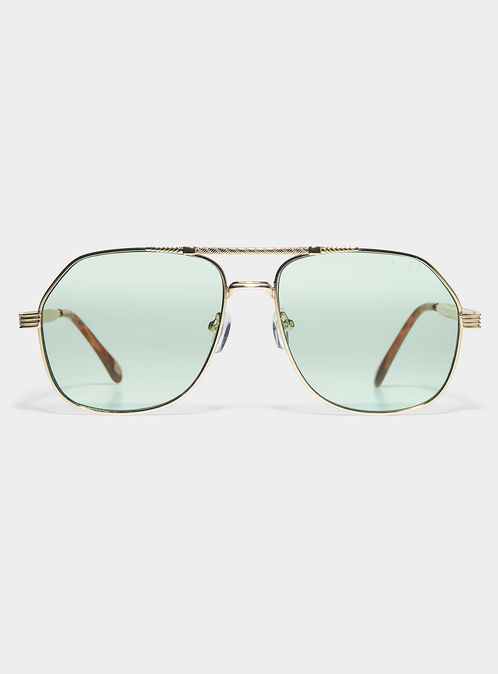 Aire Cosmos Textured-detail Aviator Sunglasses In Green