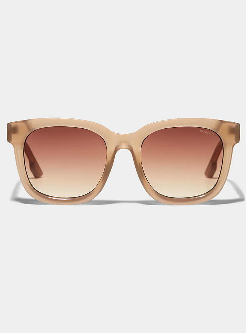KOMONO: Les lunettes de soleil carrées translucides Sienna Rose pour femme
