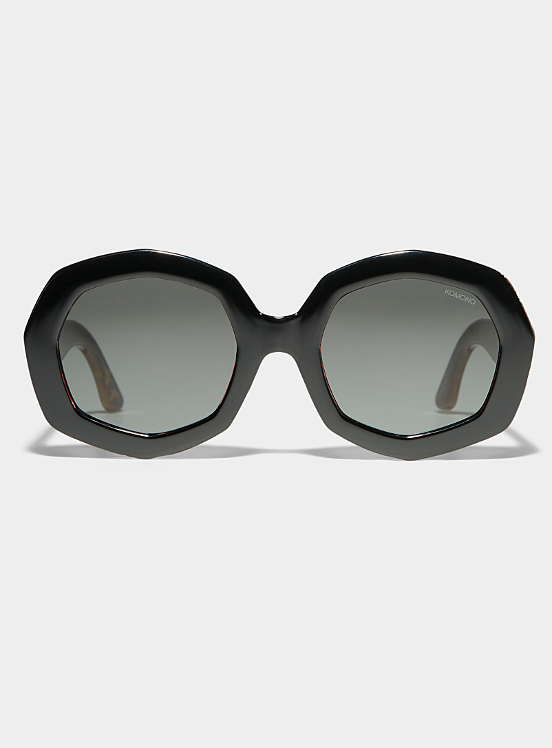 KOMONO Black Amy geo round sunglasses for women