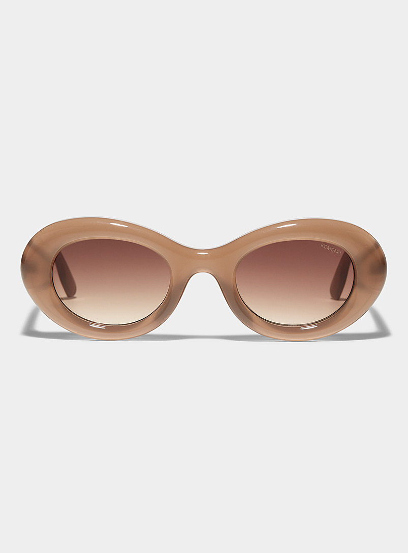 KOMONO Ecru/Linen Molly oval sunglasses for women